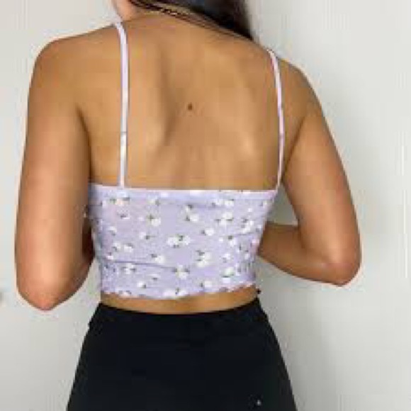 Princess Polly Lace Floral Y2K Mesh Corset Crop Top in Lilac Purple - Picture 3 of 10